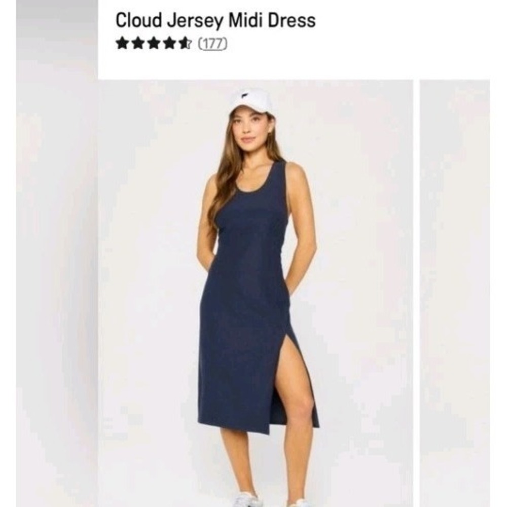 Fabletics Women's Cloud Jersey Midi Dress DH3 Deep Navy Heather Small NWT